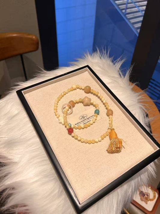 Eastern Bloom: Bodhi, Tagua Nut, Amazonite & Rhodonite Healing Wrap Bracelet – Triple-Circle Talisman for Calm, Love & Spiritual Growth