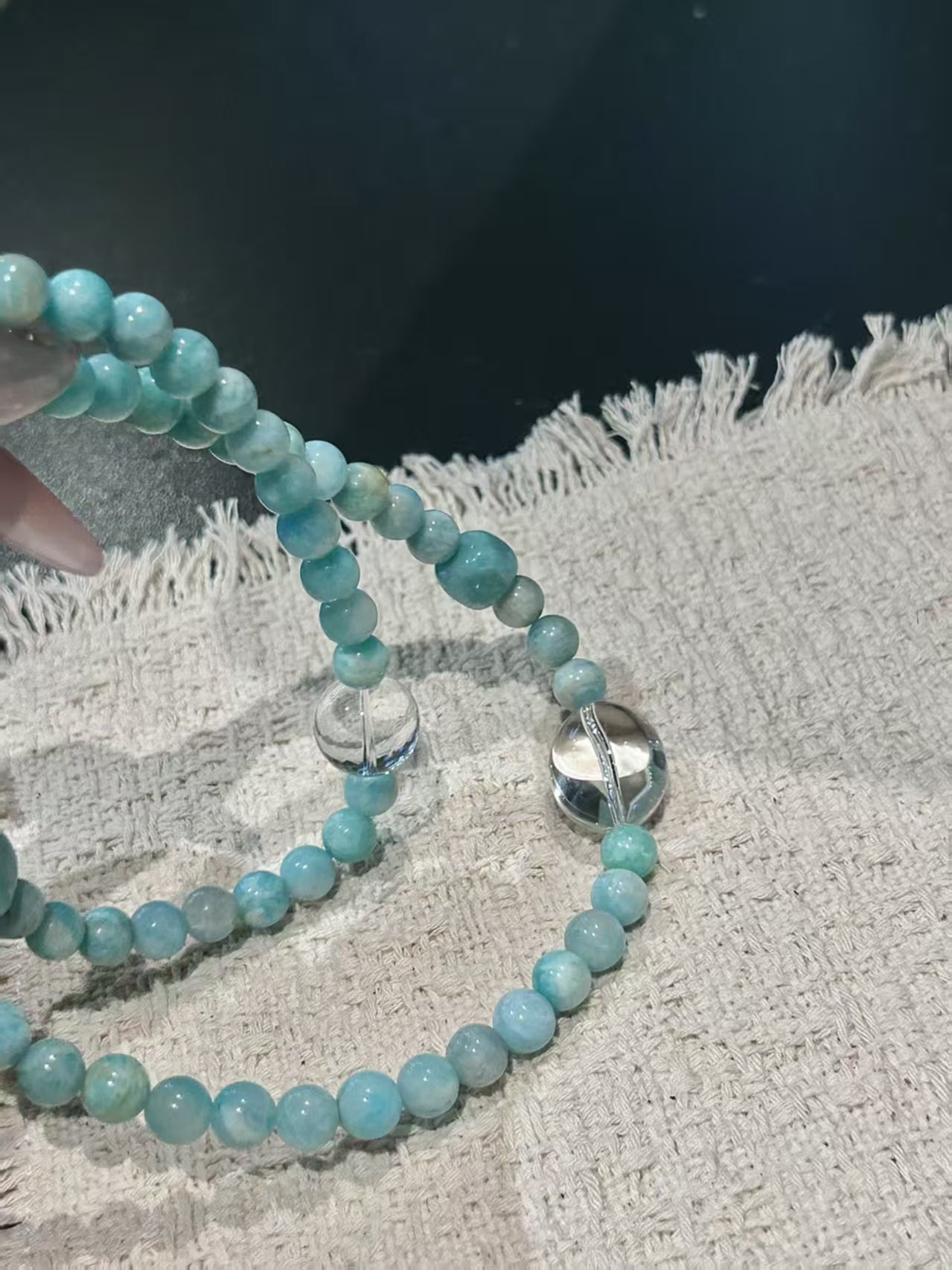 Sky - Blue Allure: Clear Quartz & Amazonite Bracelet Set