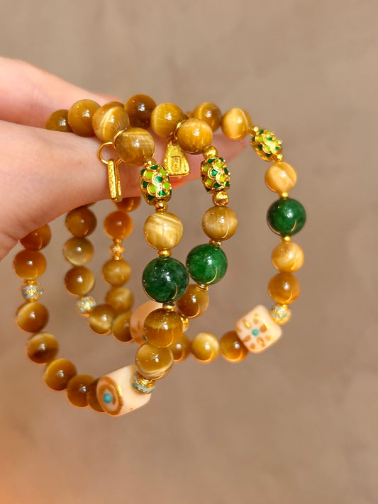 Prosperity Tiger's Eye & Mila Jade Bracelet Set
