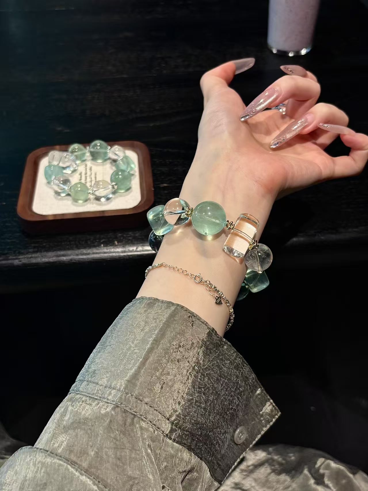 Oceanic Harmony: Aquamarine & Clear Quartz Healing Bracelet