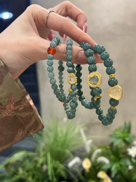 Azure翡翠Harmony: Blue - Water Jadeite Bracelet Set