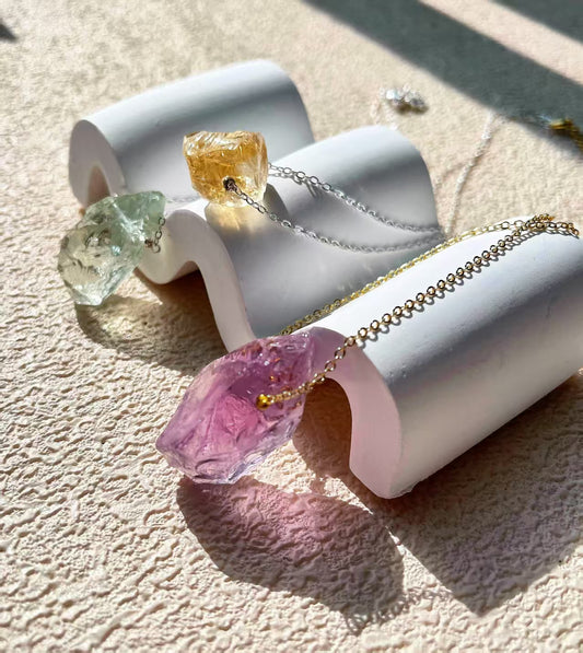 Raw Citrine Radiance Silver - Chain Necklace