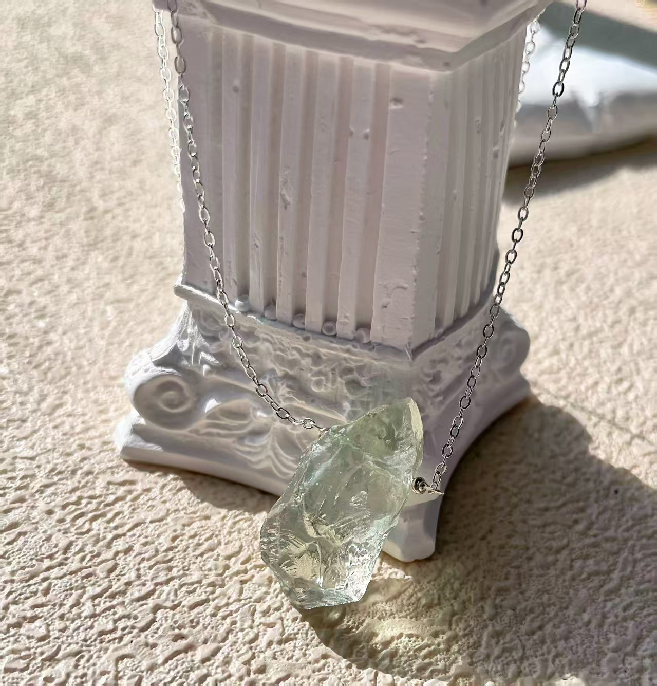 Raw Green Crystal Healing Pendant Necklace