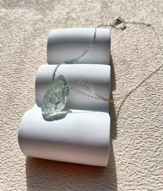Raw Green Crystal Healing Pendant Necklace