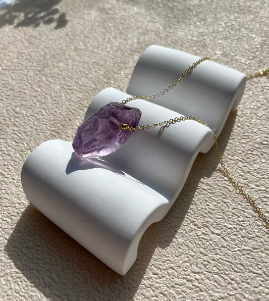 Raw Amethyst Gold - Chain Pendant Necklace