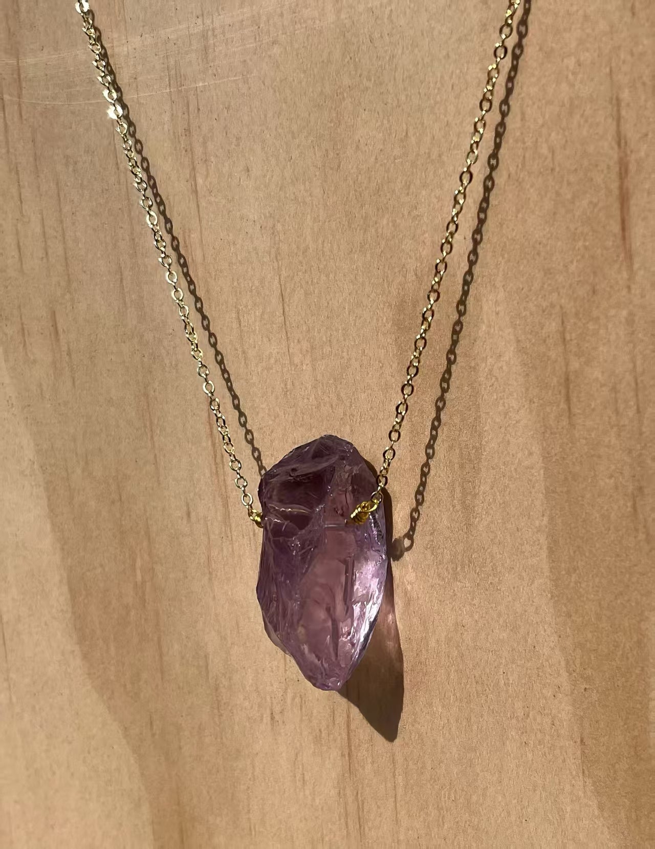 Raw Amethyst Gold - Chain Pendant Necklace