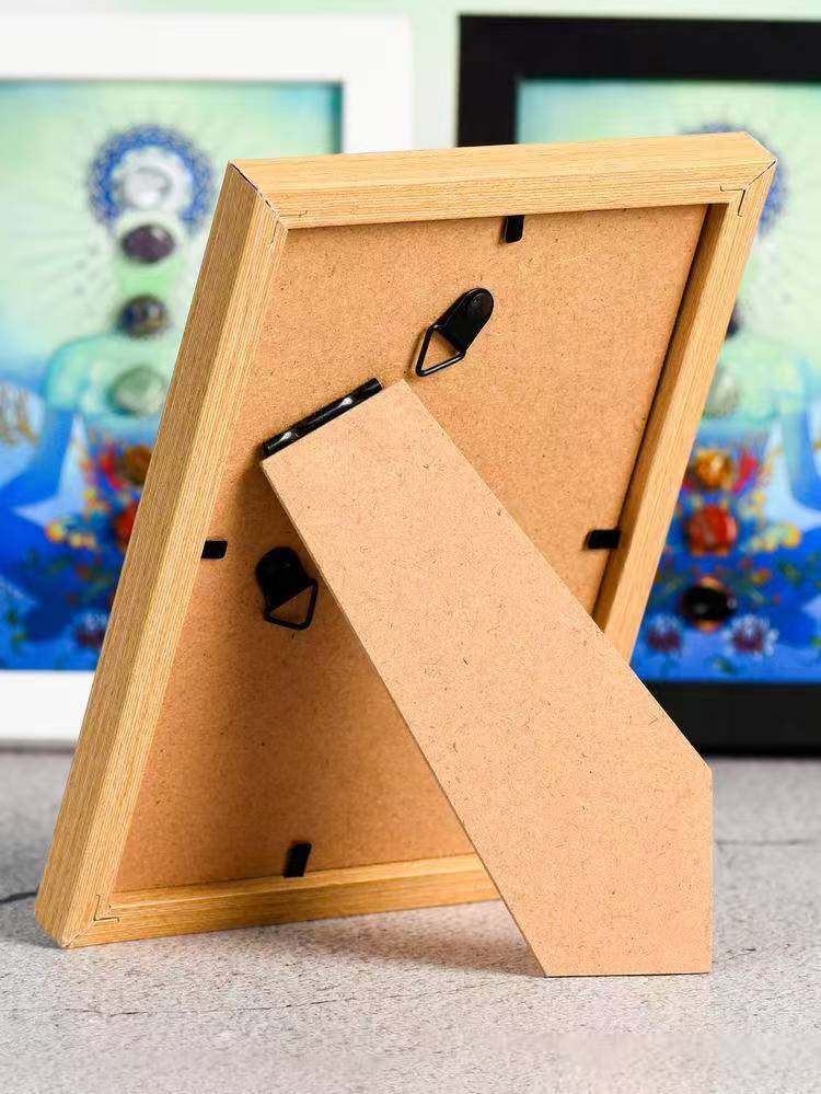 Seven Chakras Crystal Artwork in Wooden Frame