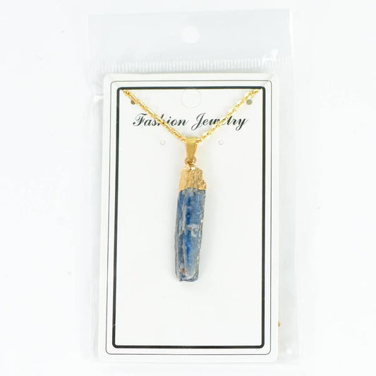 Raw Kyanite Crystal Electroplated Pendant Necklaces
