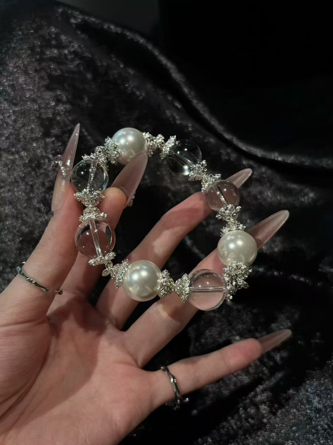 Lunar Blessing: White Shell Pearl & Clear Quartz Healing Bracelet