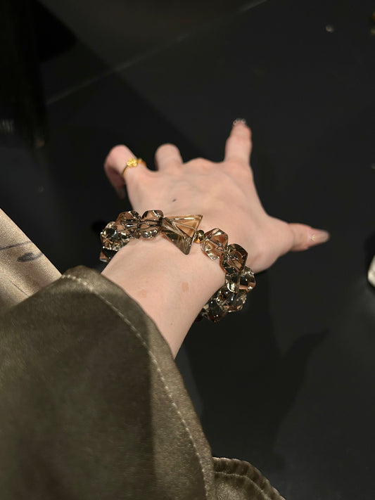 Crystal Harmony: White & Smoky Quartz Healing Bracelet