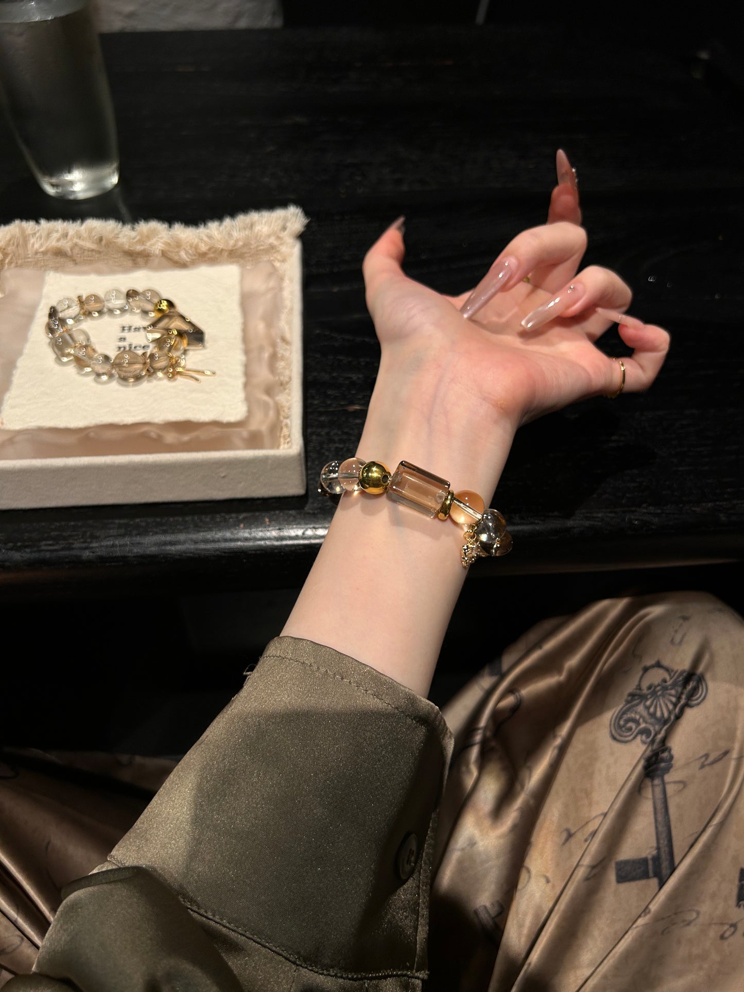 Crystal Harmony: White & Smoky Quartz Healing Bracelet