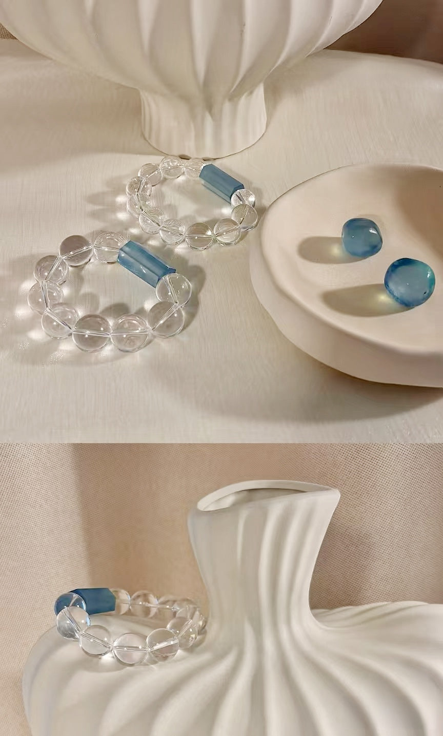 Healing Crystal Bracelet with Clear Crystal & Aquamarine