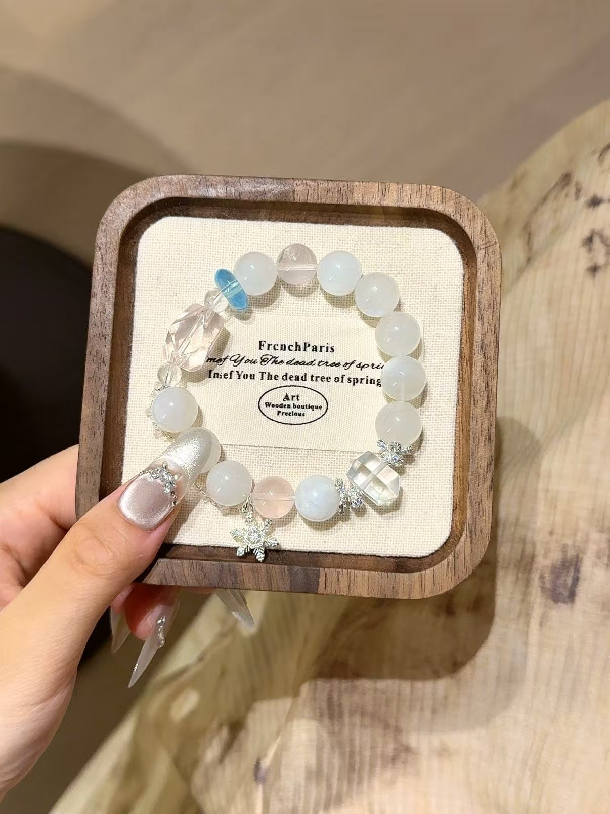 Celestial Serenity: Moonstone, Rose Quartz, Aquamarine & Clear Quartz Healing Bracelet