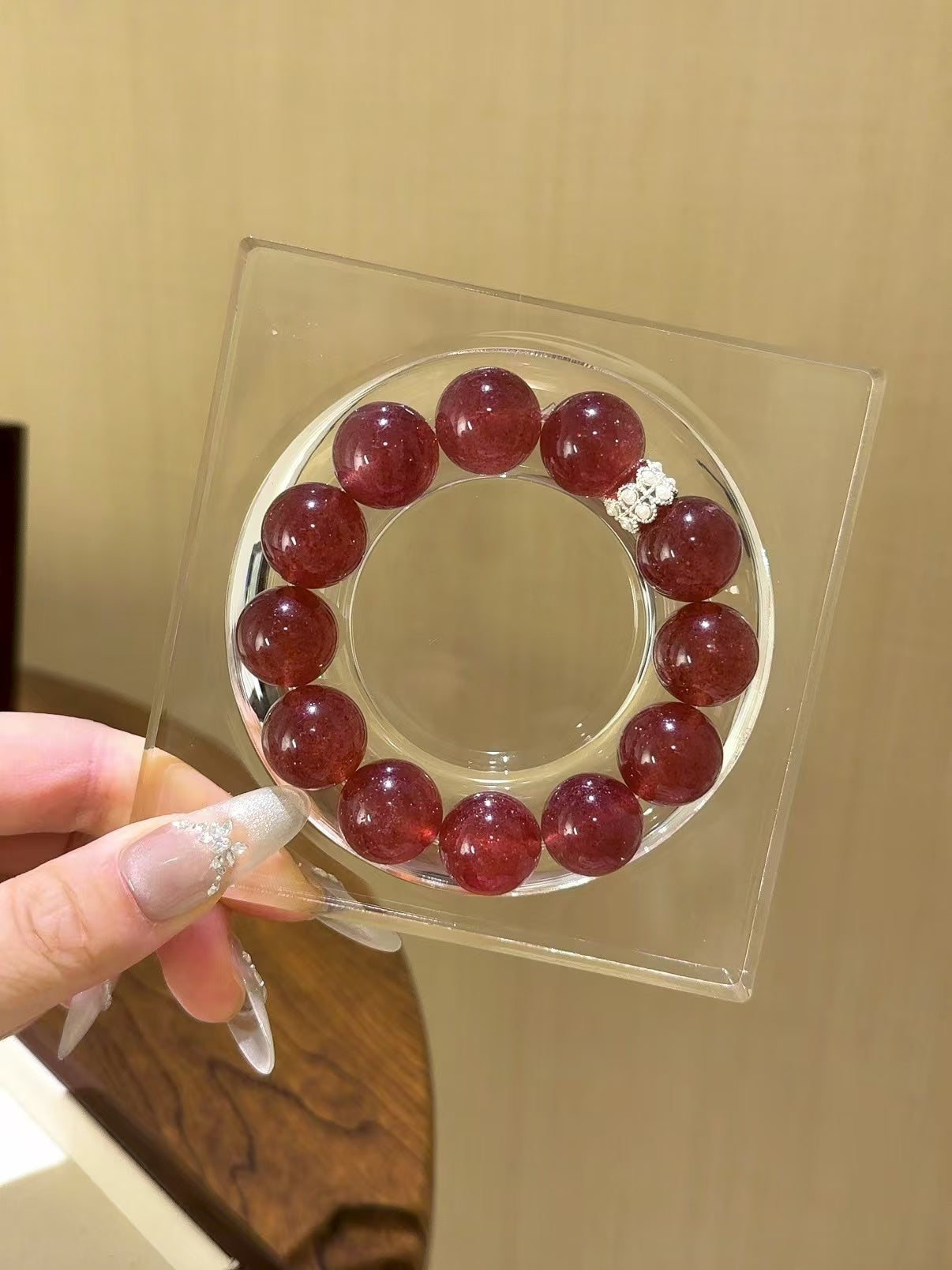 Cherry - Hued Strawberry Quartz Bracelet