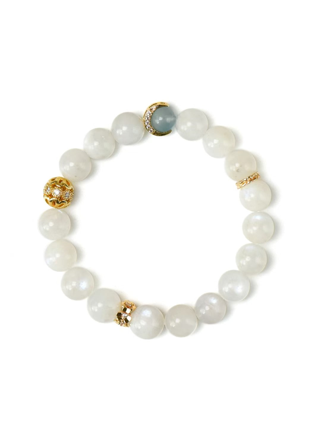 Lunar Harmony Crystal Bracelet - Blue Moonstone & Aquamarine