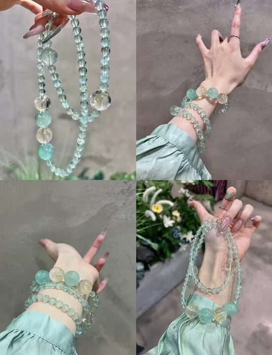 Tranquil Aura Triple - Loop Fluorite Crystal Bracelet