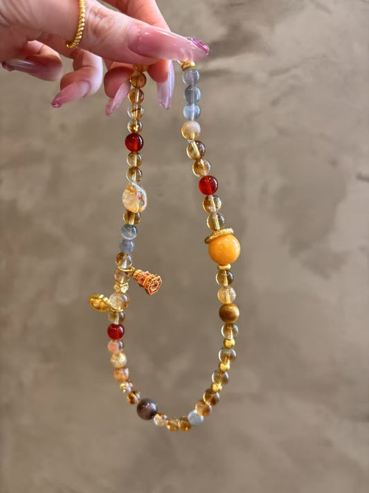 Multi-Gem Prosperity: Dunhuang-Inspired Dual-Loop Abundance Bracelet