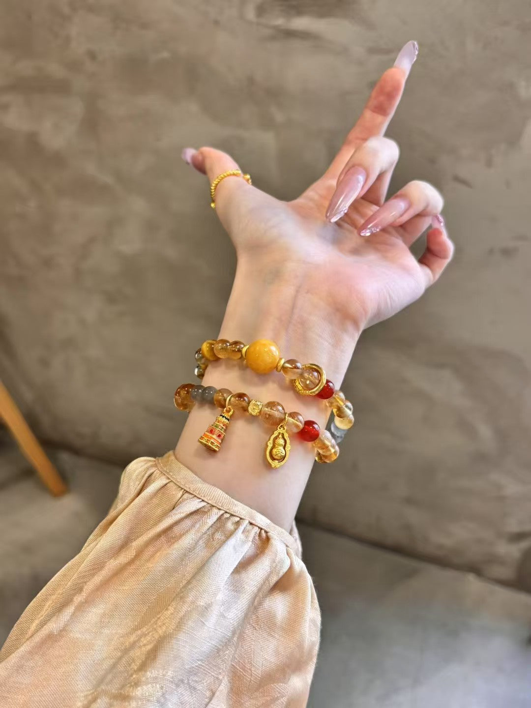 Multi-Gem Prosperity: Dunhuang-Inspired Dual-Loop Abundance Bracelet