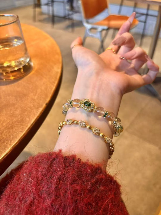 Citrine Clarity Sanctuary: High-Purity Healing Crystal Bracelet with Emerald Zircon Accents