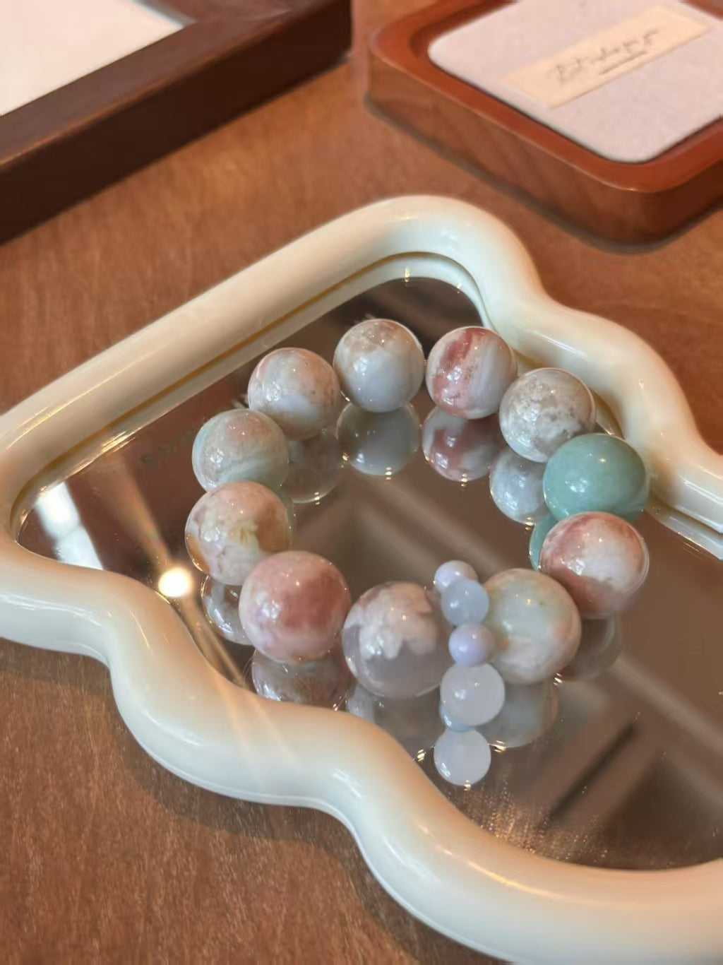 The one-of-a-kind cherry agate powder blue color