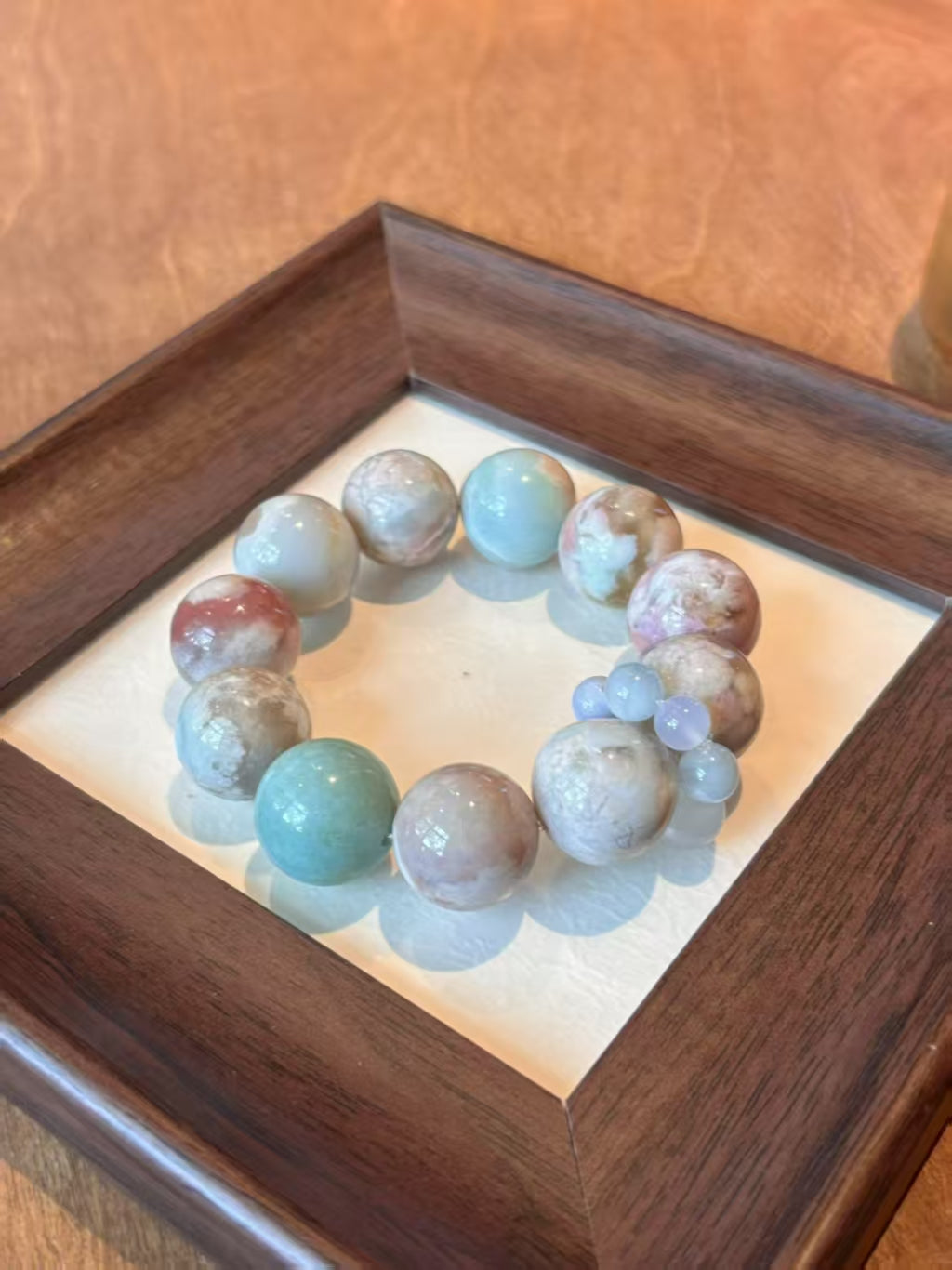 The one-of-a-kind cherry agate powder blue color
