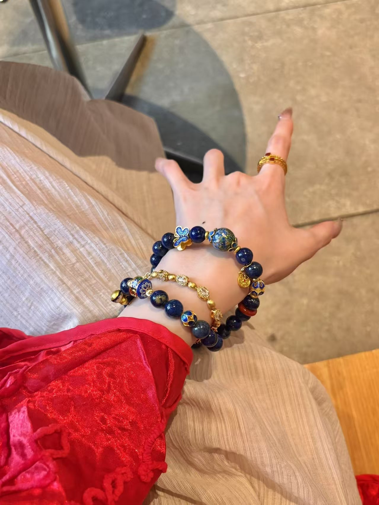 Lapis Lazuli & Lacquer Art Stackable Bracelets
