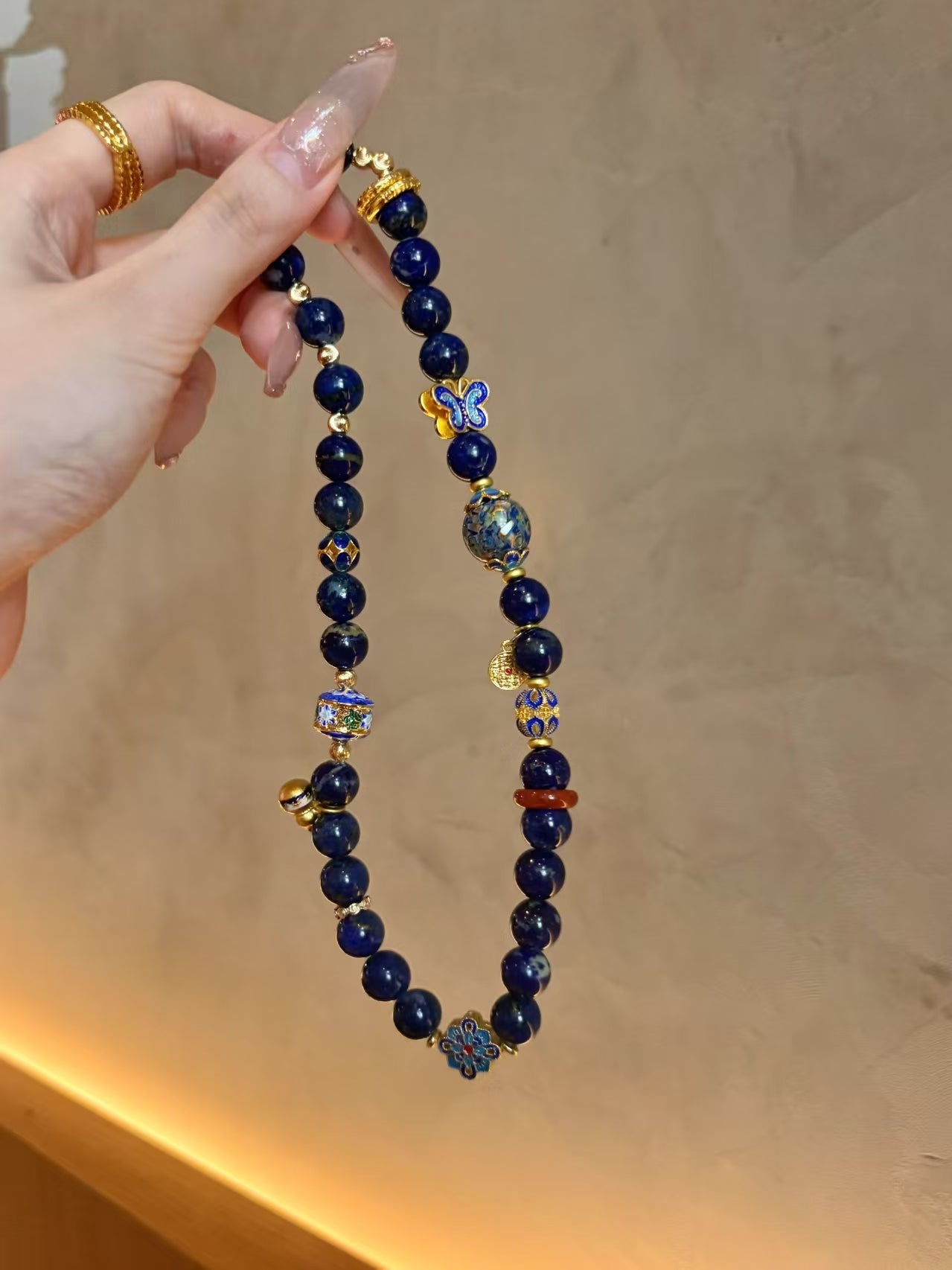 Lapis Lazuli & Lacquer Art Stackable Bracelets