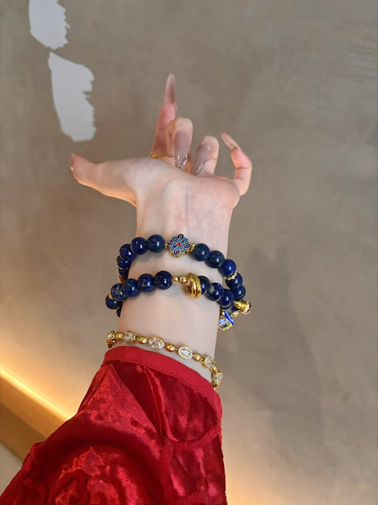 Lapis Lazuli & Lacquer Art Stackable Bracelets