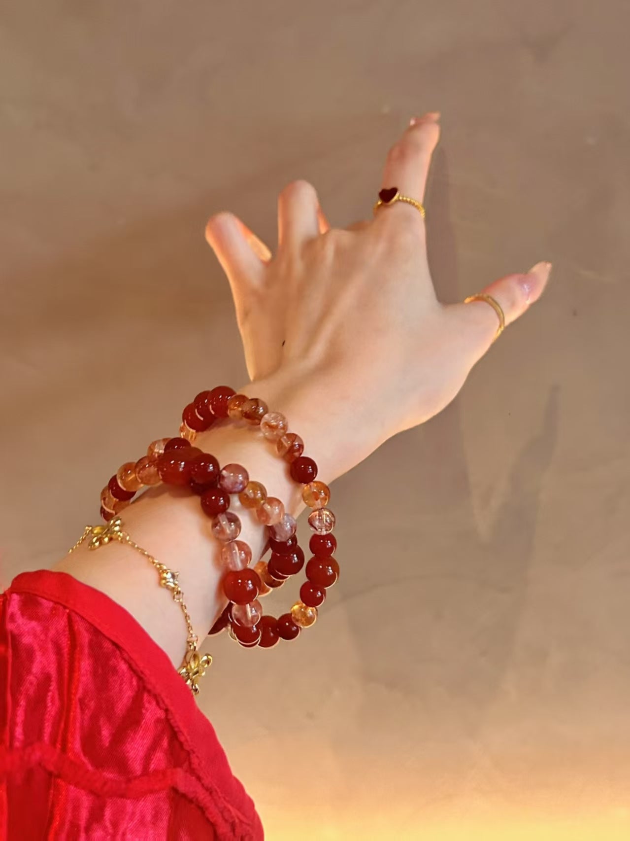 Red Agate & Red Rutilated Quartz Vitality Bracelets