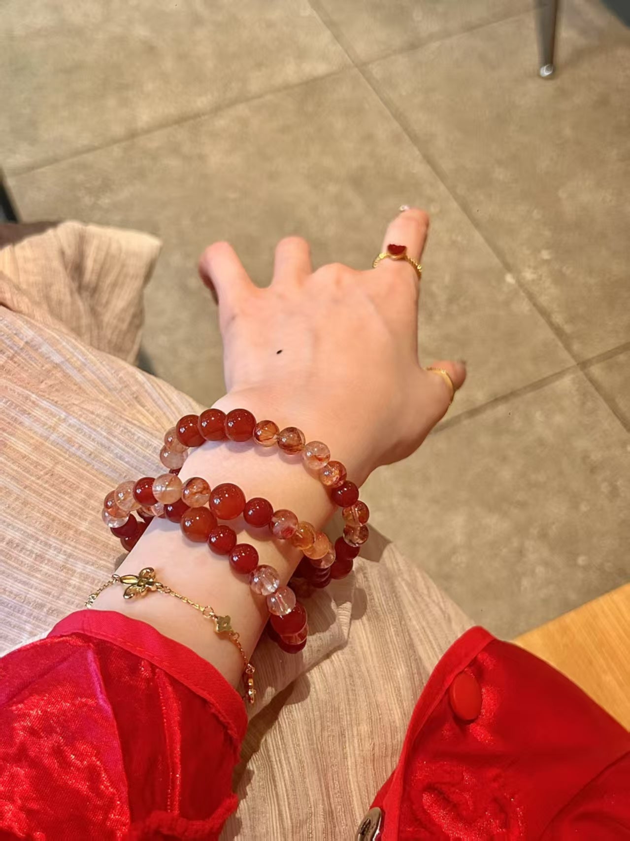 Red Agate & Red Rutilated Quartz Vitality Bracelets