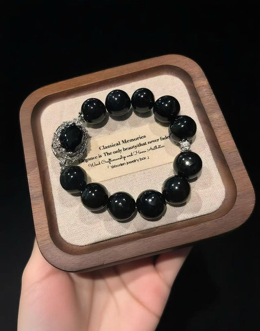 Emerald Serenity: Dark Green Lepidolite Bracelet