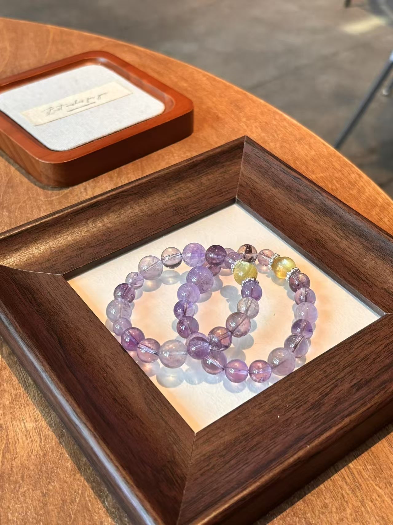 Bolivian Amethyst & Yellow Lepidolite Bracelet Set