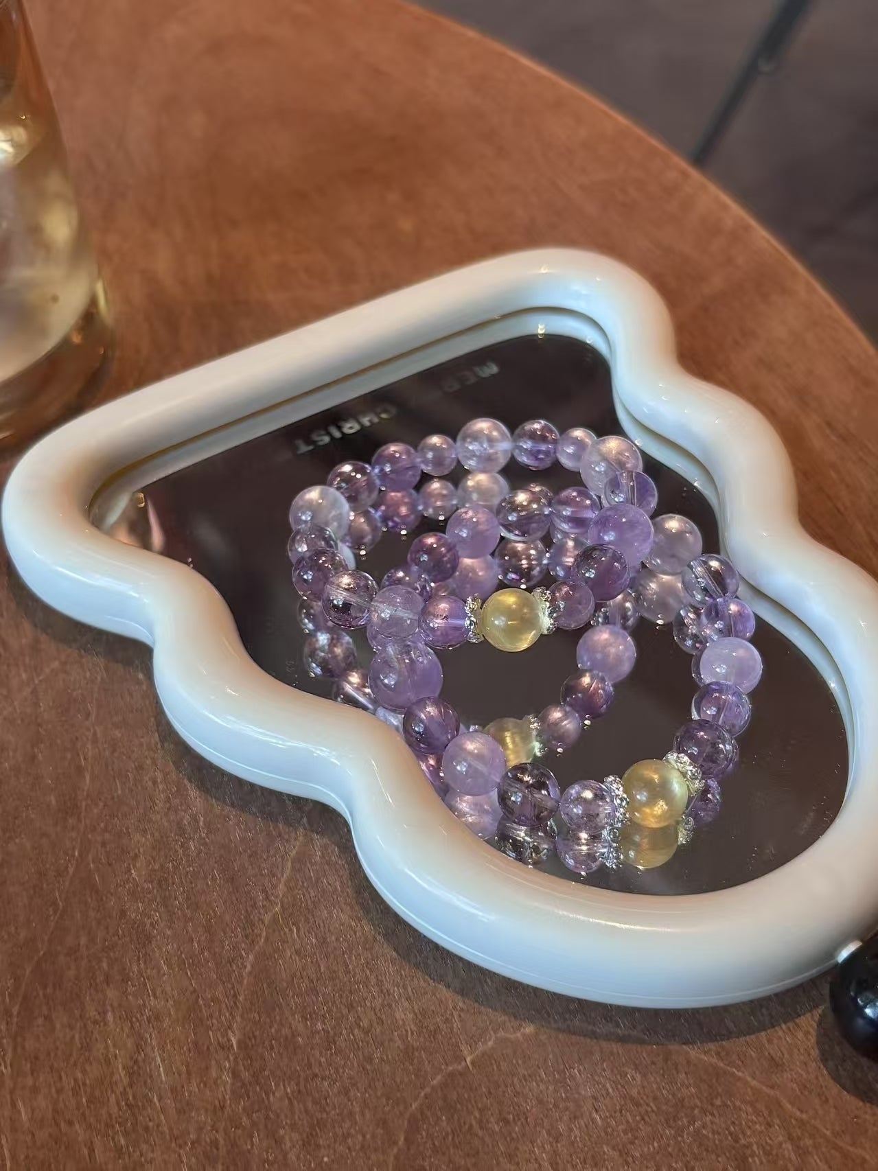 Bolivian Amethyst & Yellow Lepidolite Bracelet Set