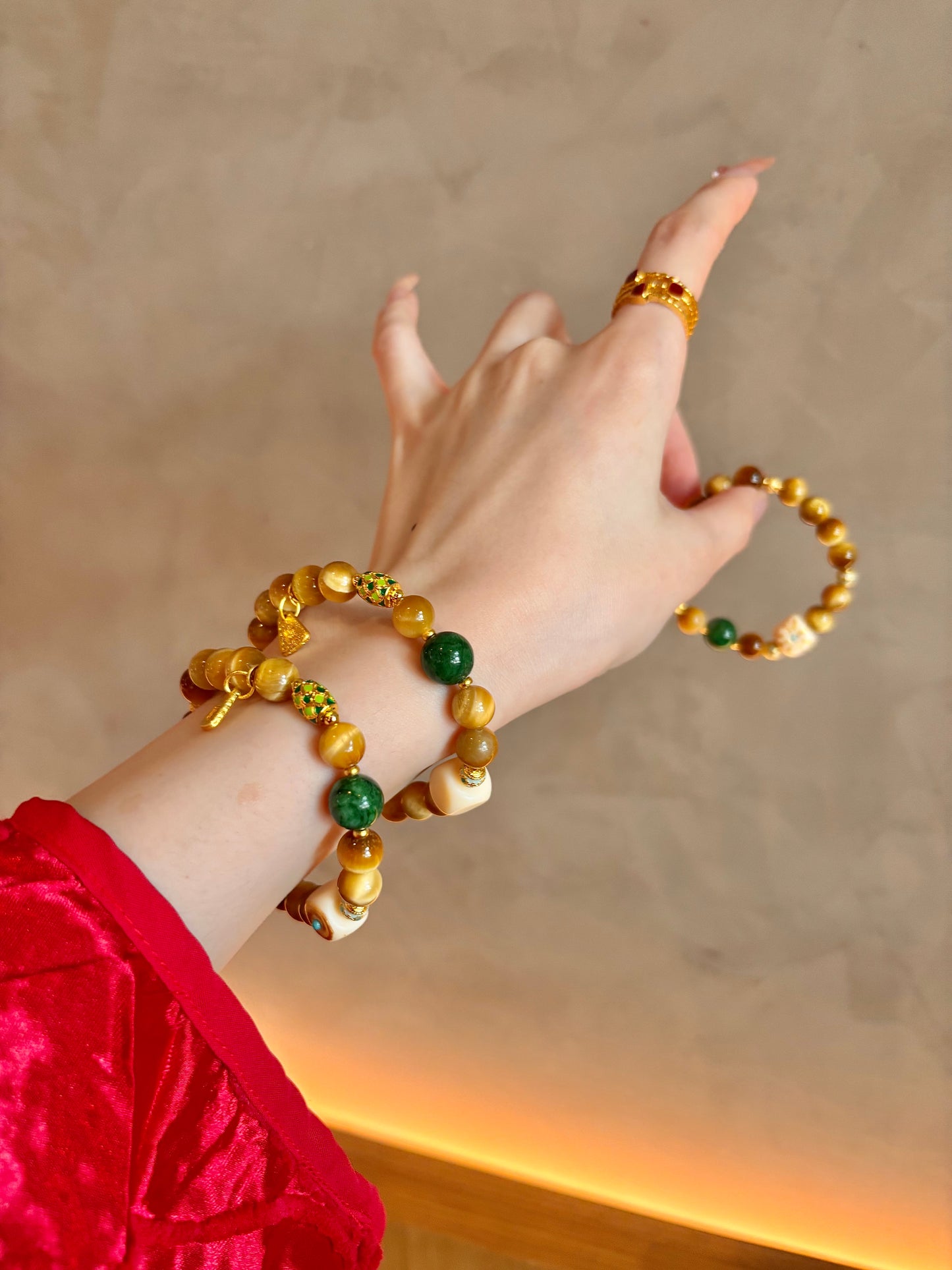 Prosperity Tiger's Eye & Mila Jade Bracelet Set