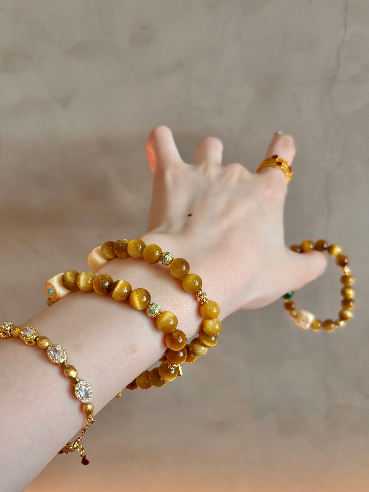 Prosperity Tiger's Eye & Mila Jade Bracelet Set