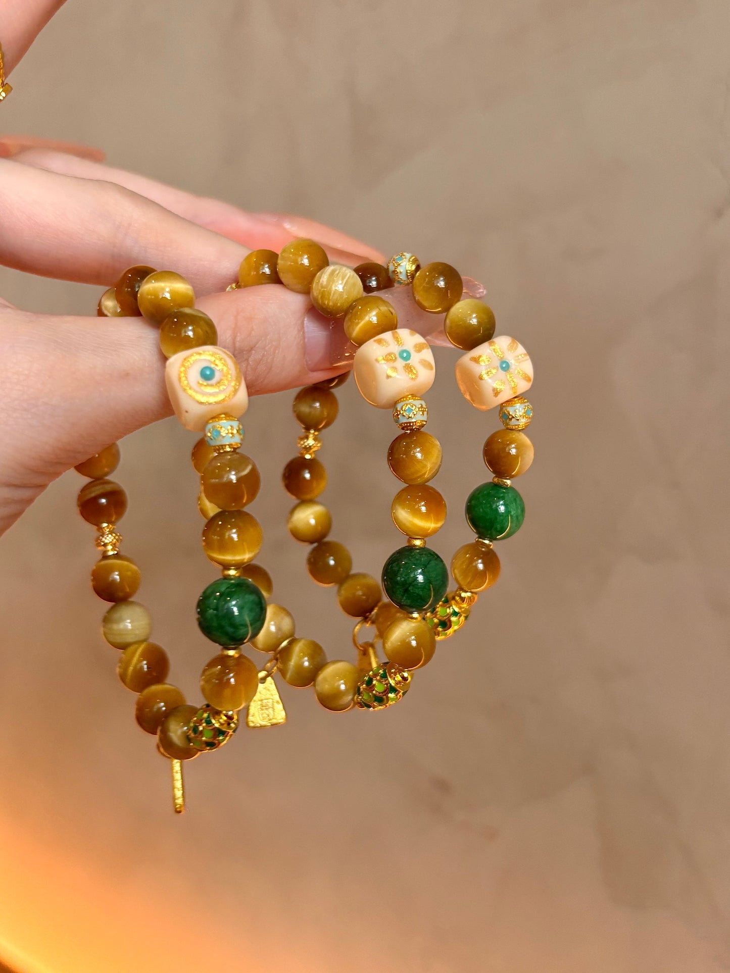 Prosperity Tiger's Eye & Mila Jade Bracelet Set