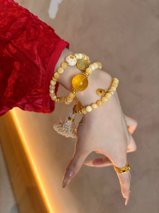 Golden Harmony Spiritual Energy Beaded Bracelet Set