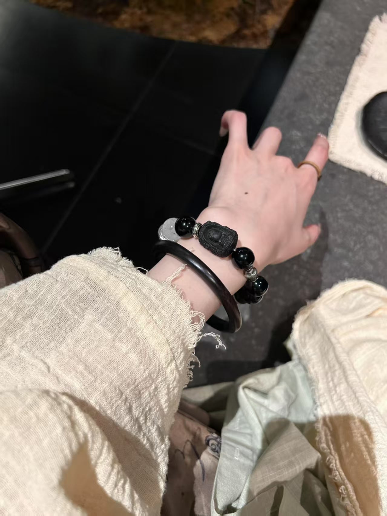 Tranquil Guardian: Sandalwood & Obsidian Protection Bracelet