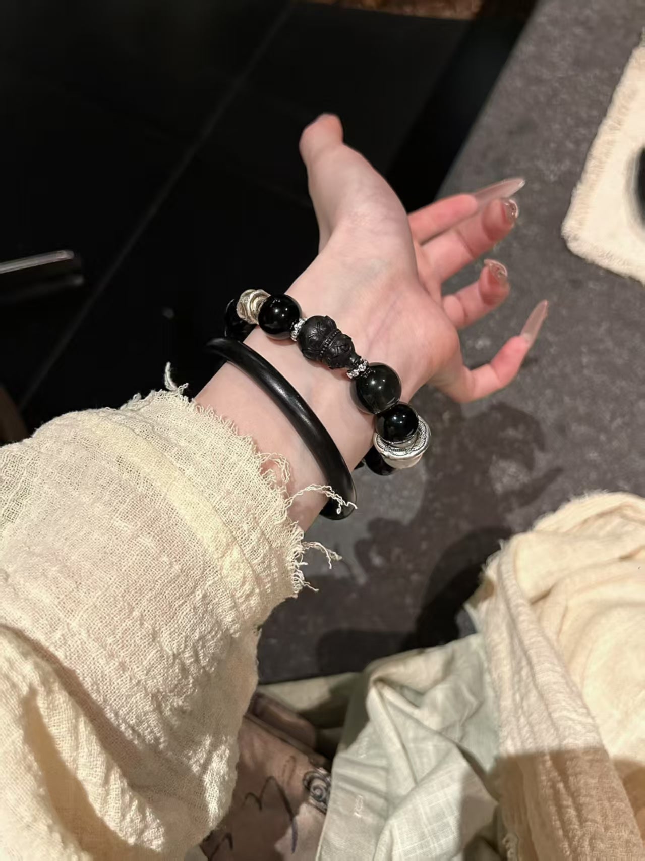 Tranquil Guardian: Sandalwood & Obsidian Protection Bracelet