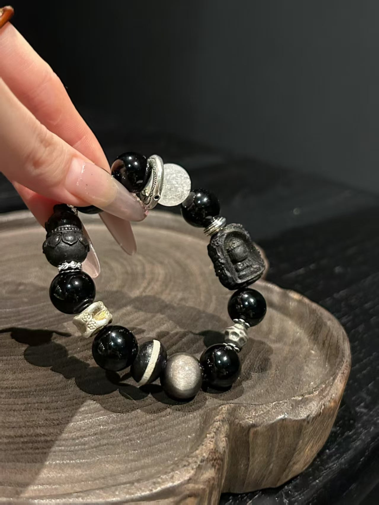 Tranquil Guardian: Sandalwood & Obsidian Protection Bracelet