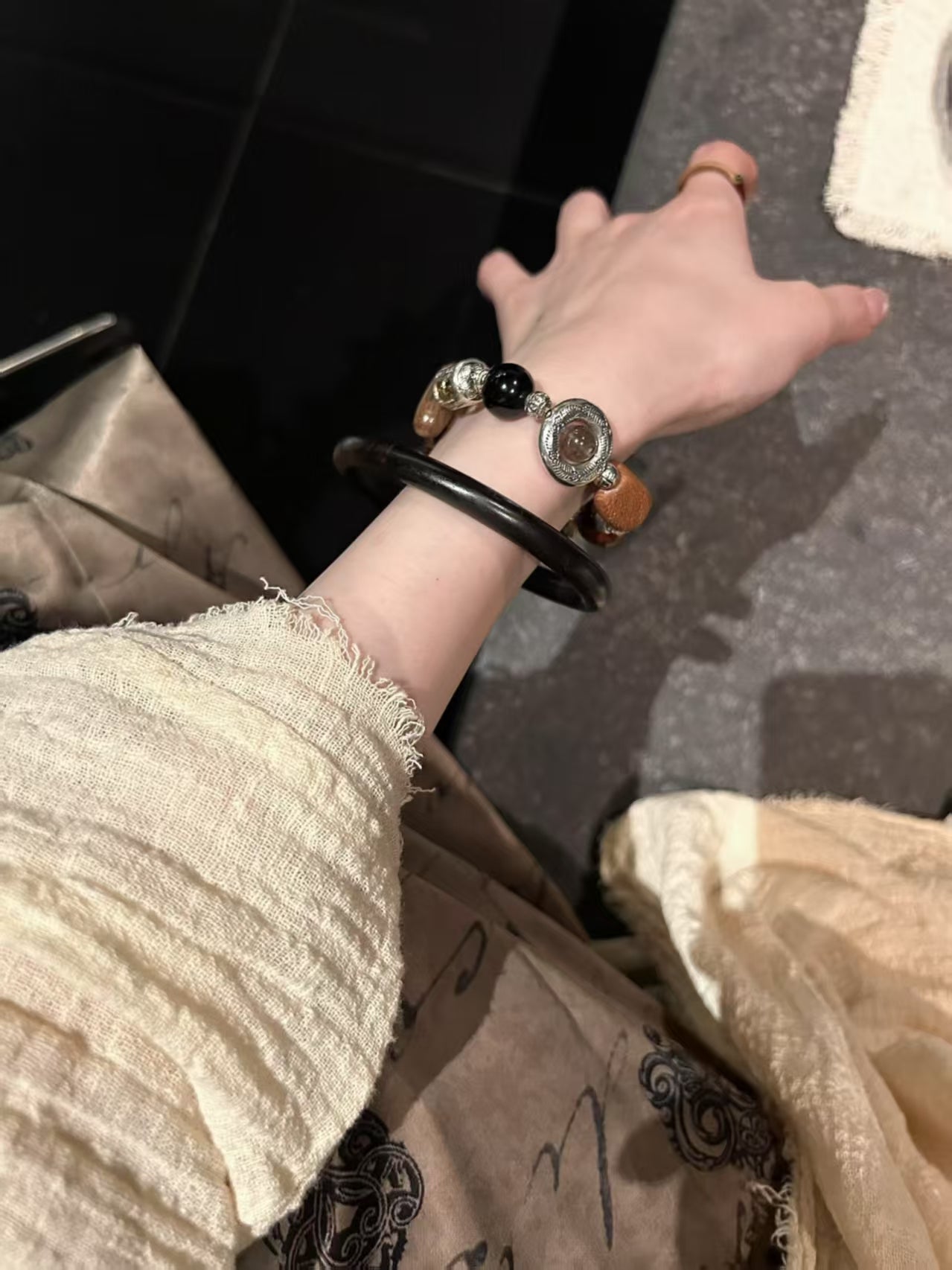 Spiritual Harmony Bracelet: Agarwood, Phantom Quartz & Bodhi for Balance