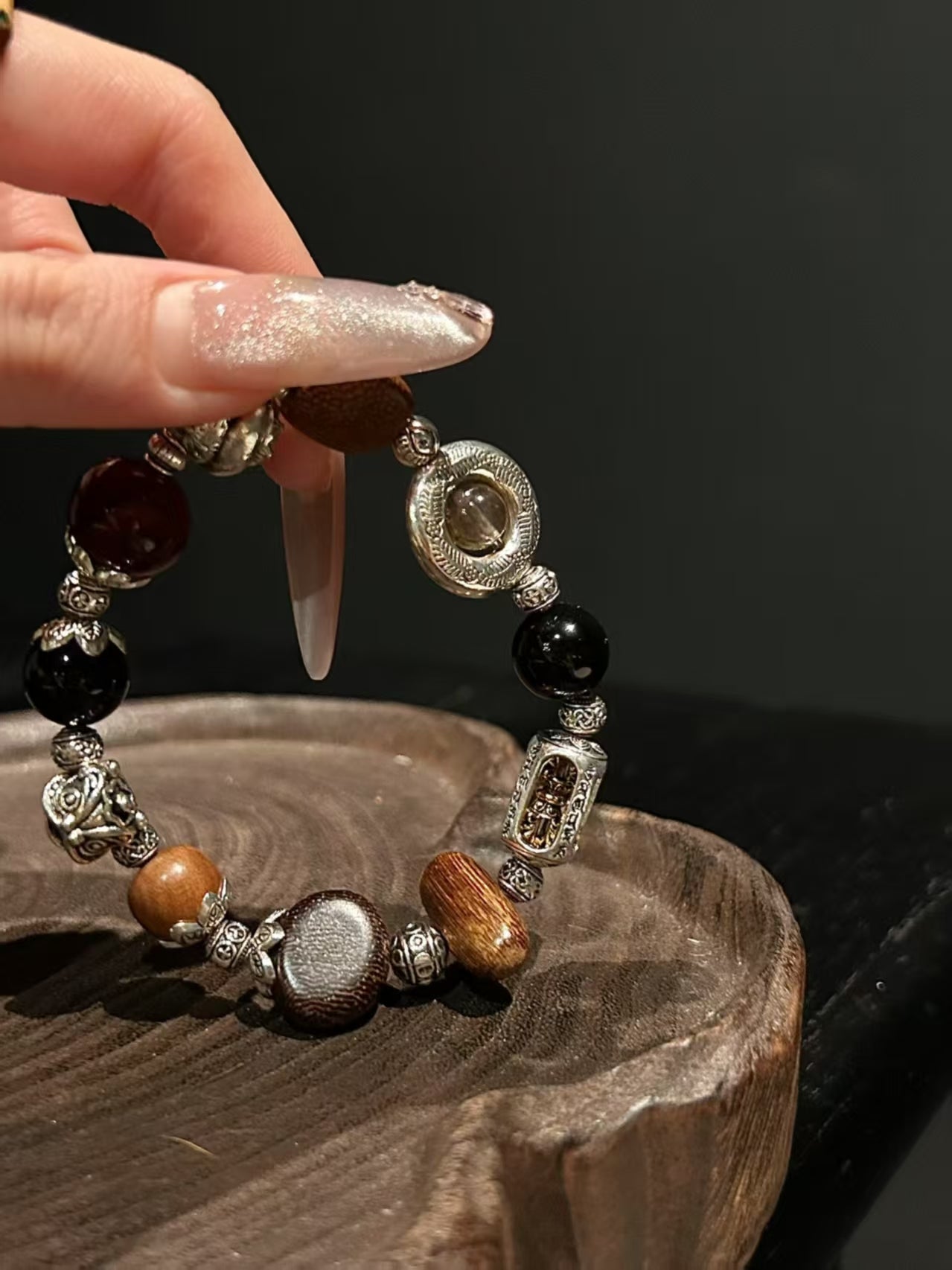 Spiritual Harmony Bracelet: Agarwood, Phantom Quartz & Bodhi for Balance