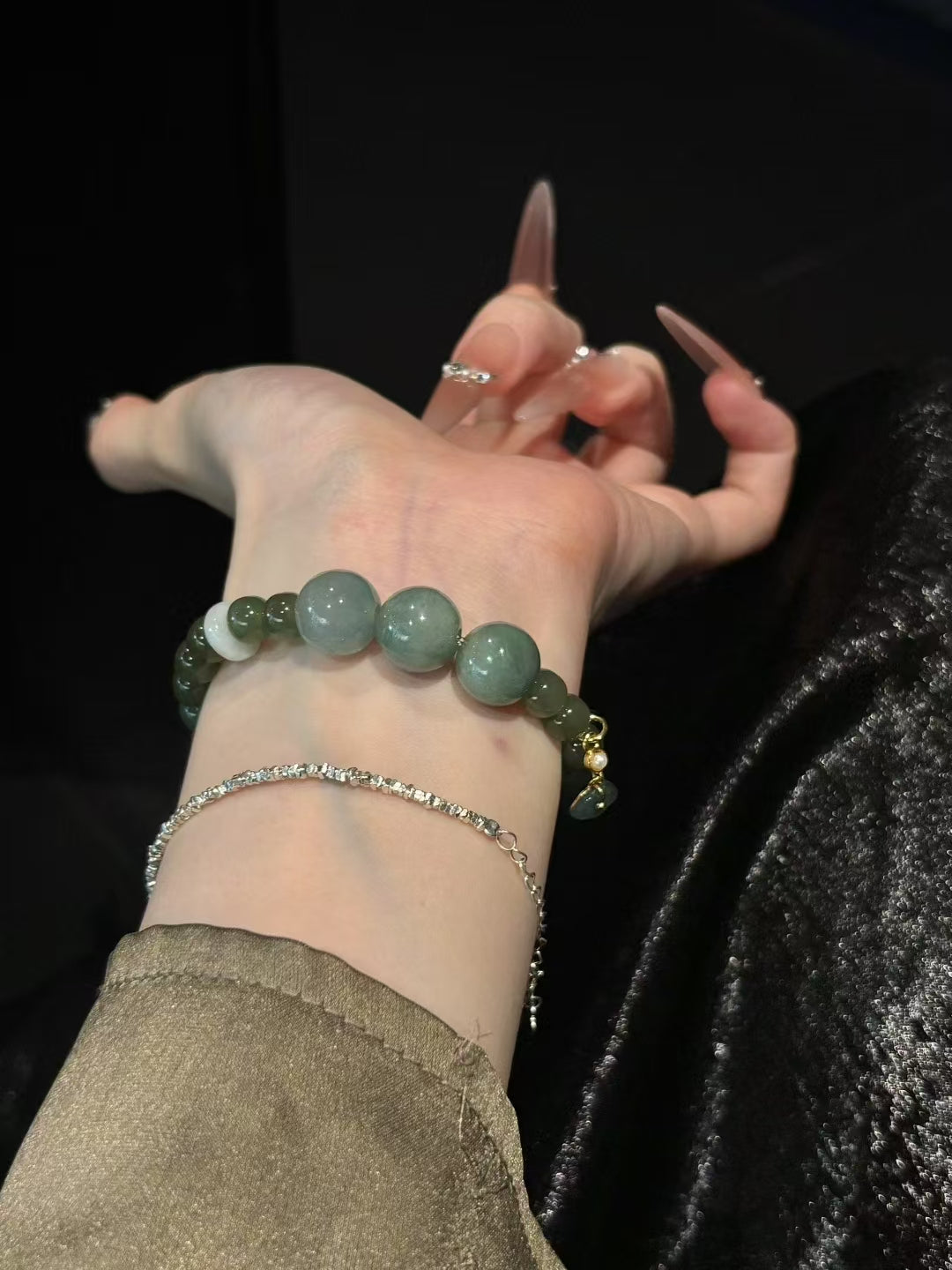 Jade Harmony: Hetian Jade and Jadeite Bead Bracelet