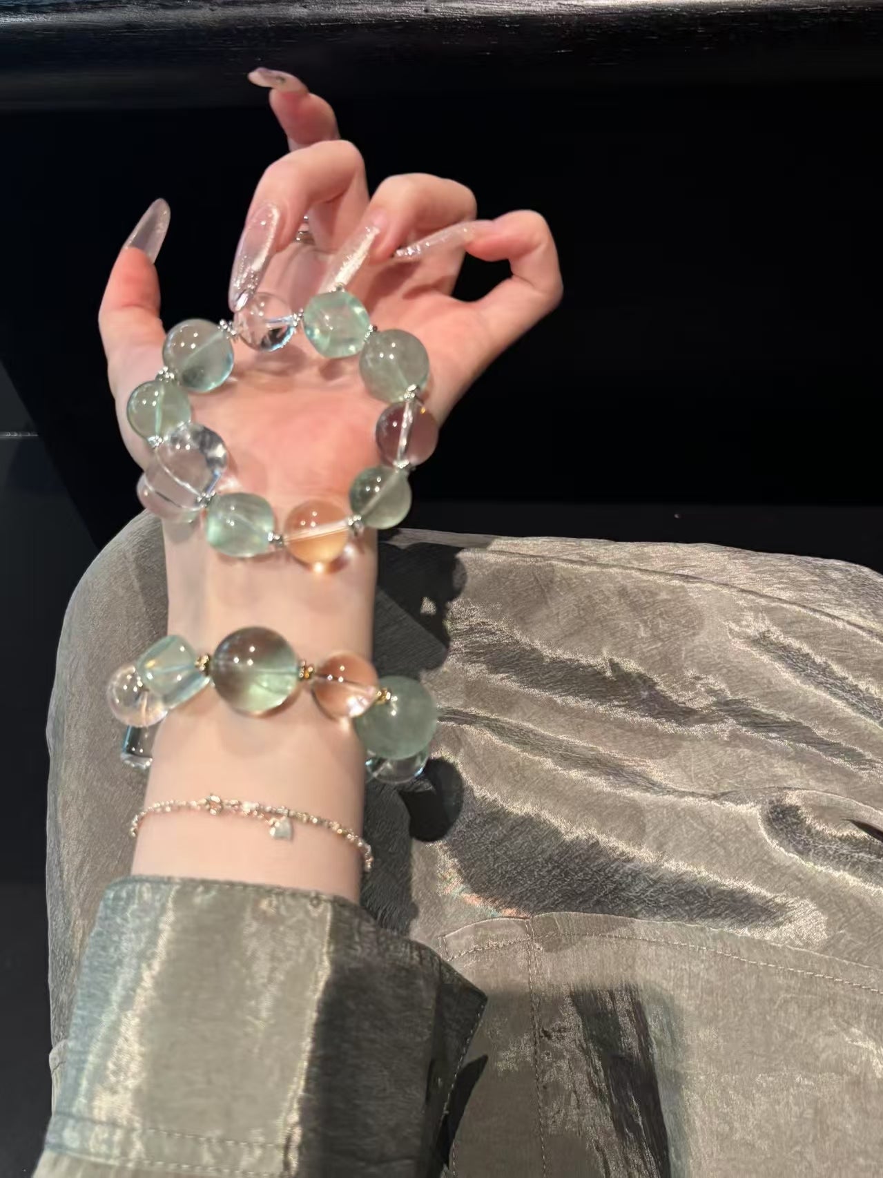 Oceanic Harmony: Aquamarine & Clear Quartz Healing Bracelet