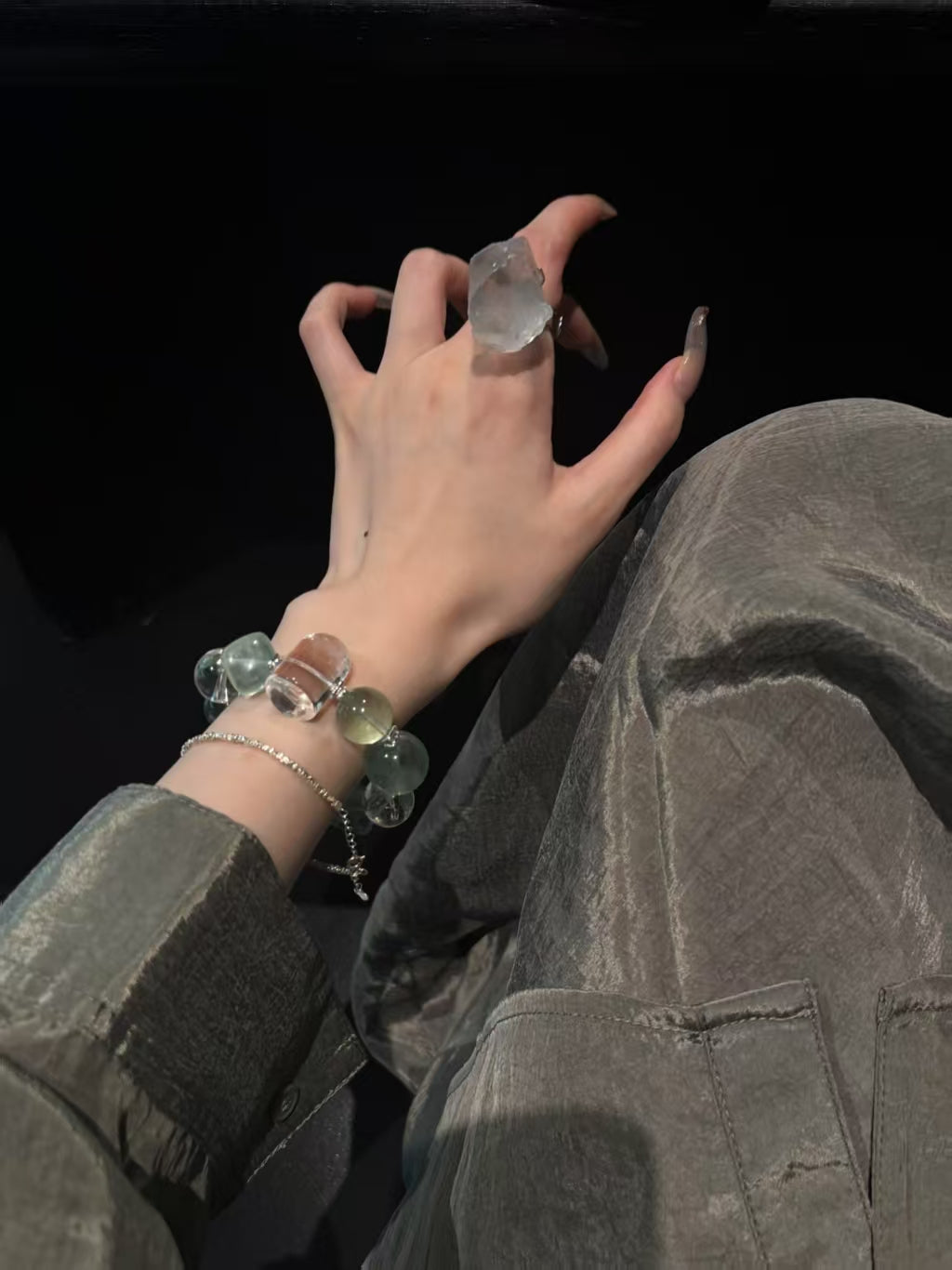 Oceanic Harmony: Aquamarine & Clear Quartz Healing Bracelet