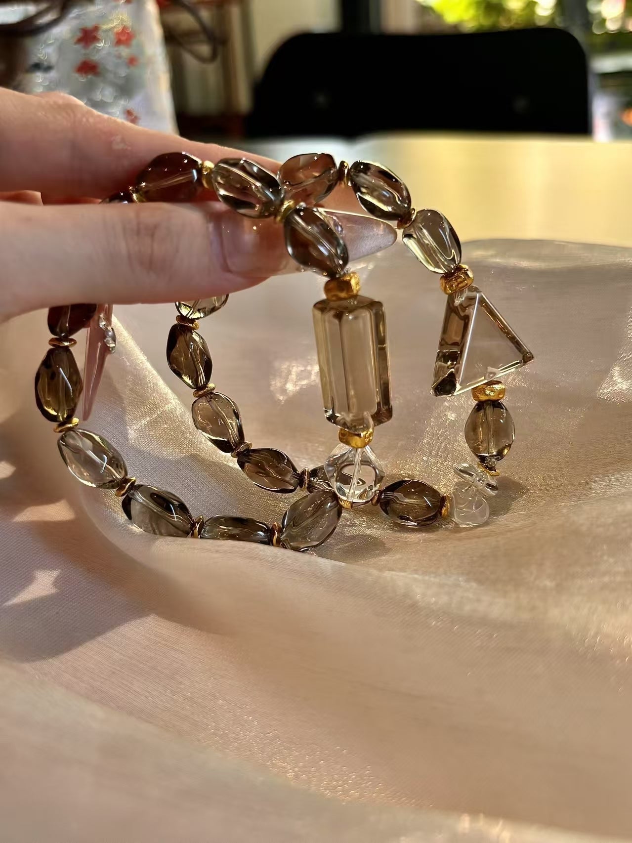 Smoky Quartz & Clear Quartz Harmony Bracelet