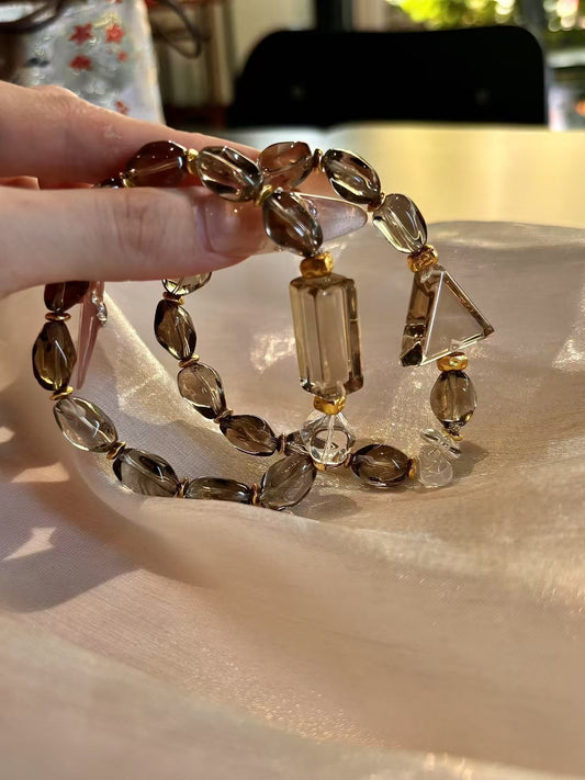 Smoky Quartz & Clear Quartz Harmony Bracelet