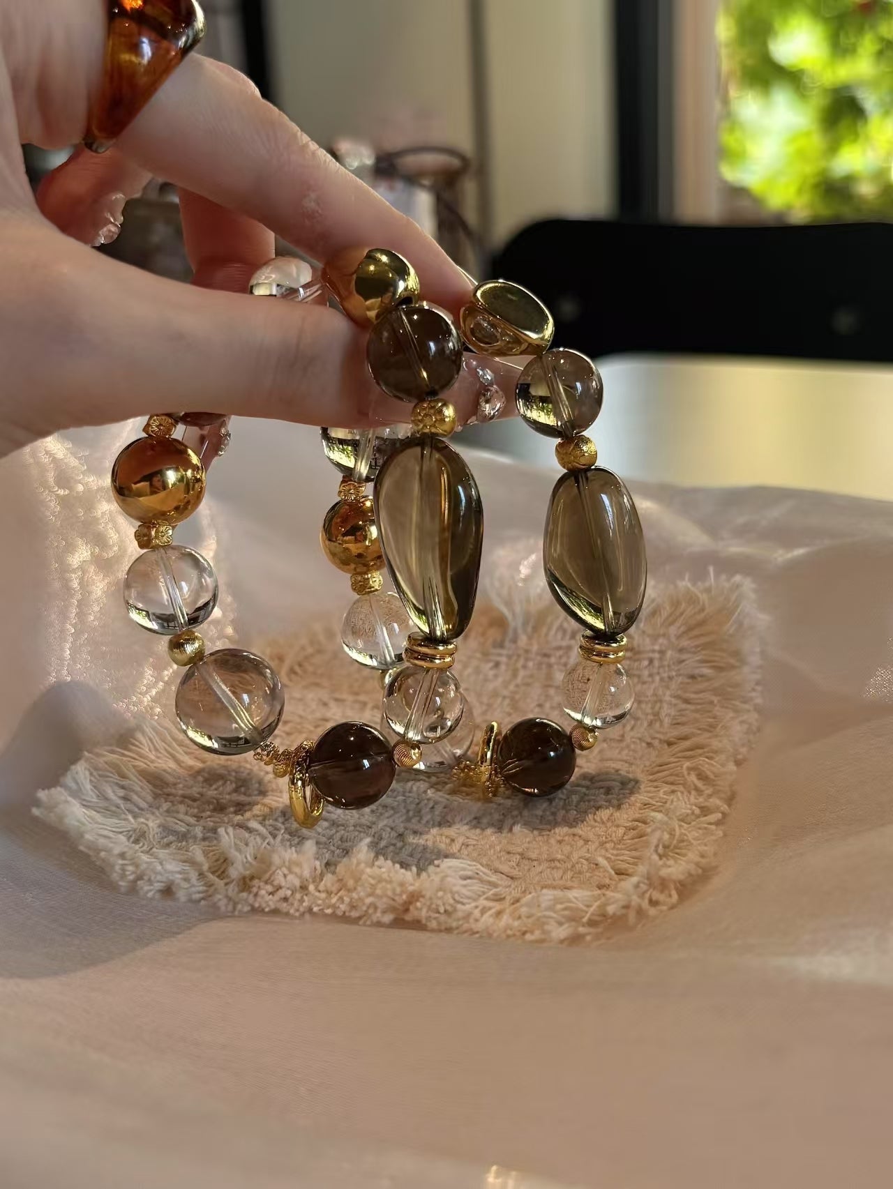 Smoky Quartz & Clear Quartz Harmony Bracelet