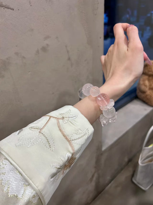 Pink Love & Crystal Bear Charm Bracelet