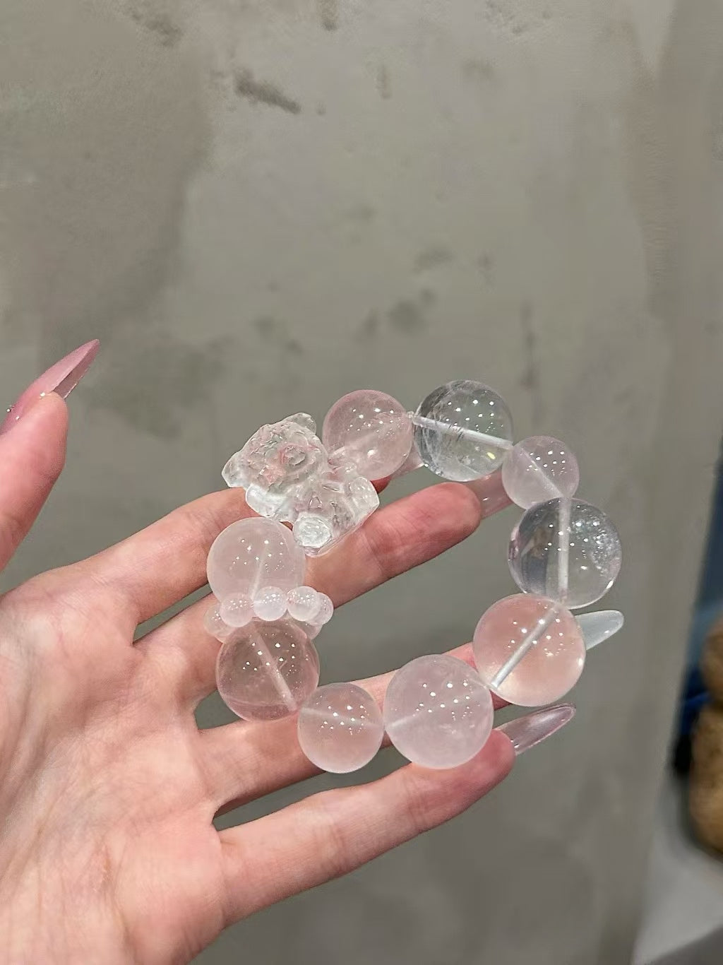 Pink Love & Crystal Bear Charm Bracelet